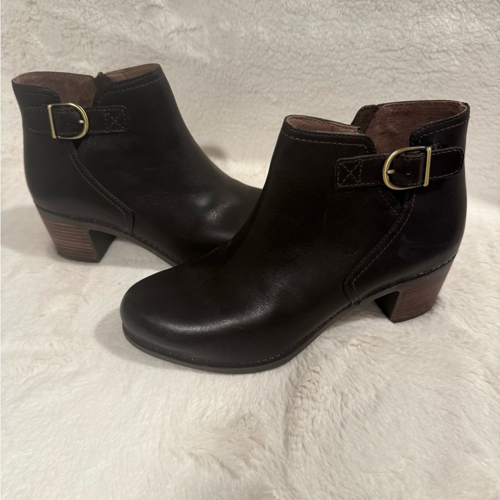 Dansko Dark Brown Leather Ankle Booties